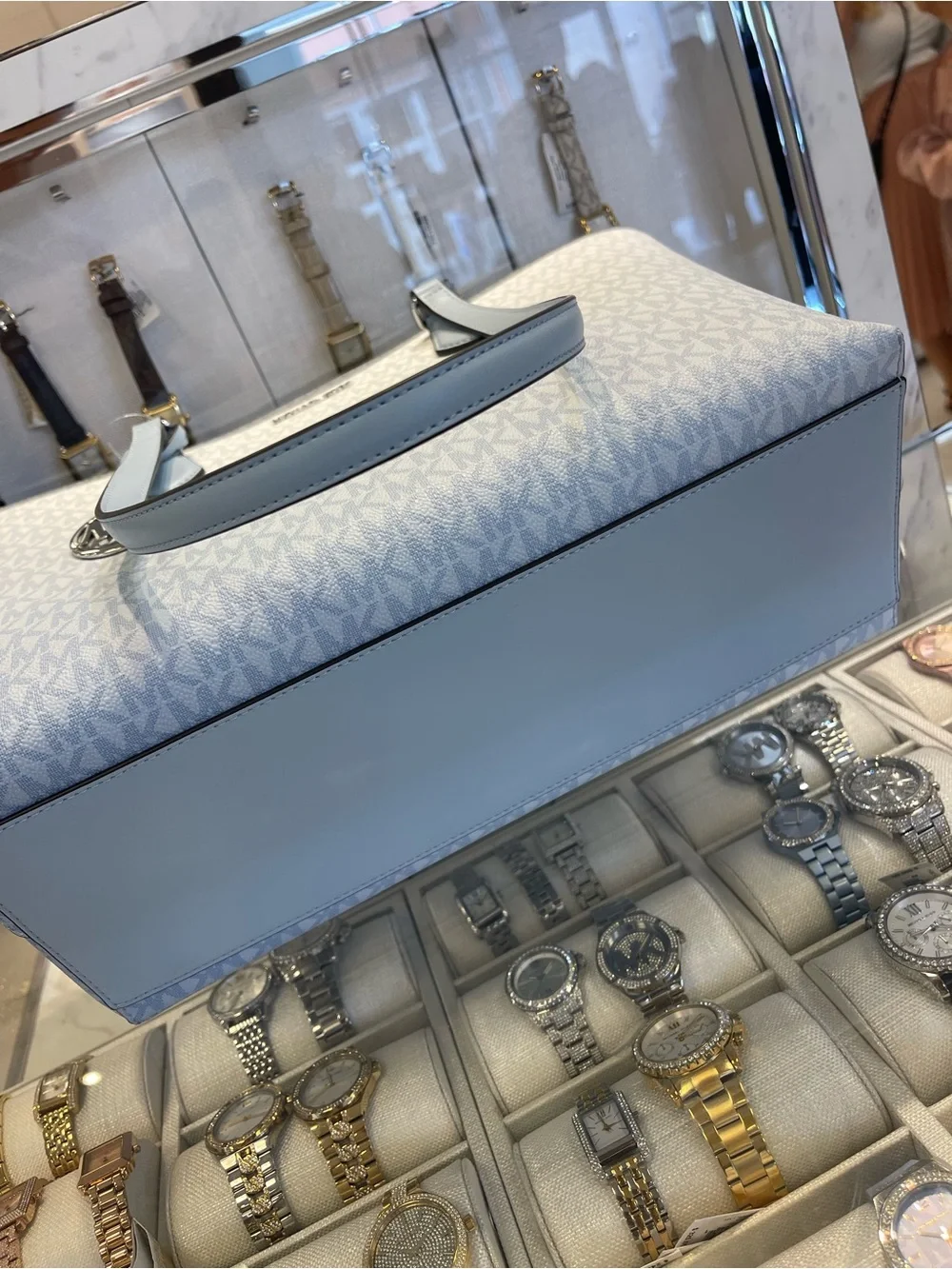 MICHAEL MICHAEL KORS SHEILA Pale Ocean LG TOTE bag & Double Zip Ombré Lg Wallet
